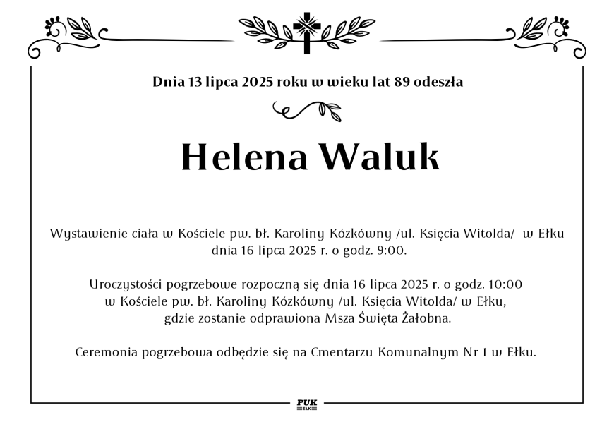Helena Waluk - nekrolog